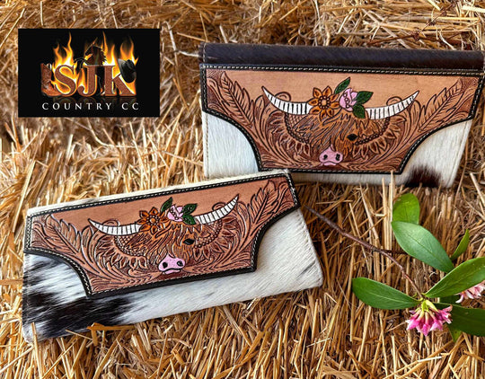 Western Hide & Leather Purse Bloomin Highland wallet