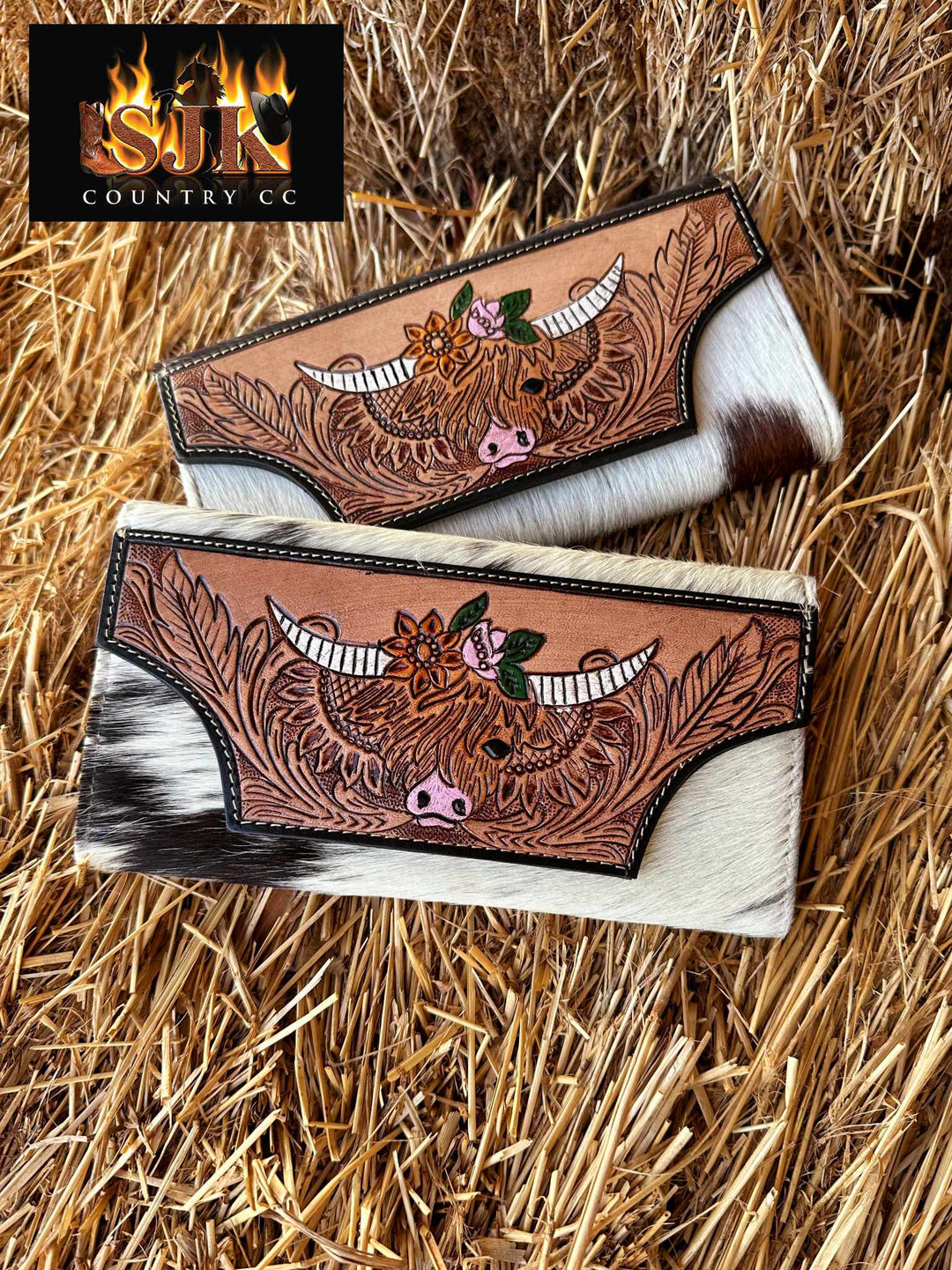 Western Hide & Leather Purse Bloomin Highland wallet