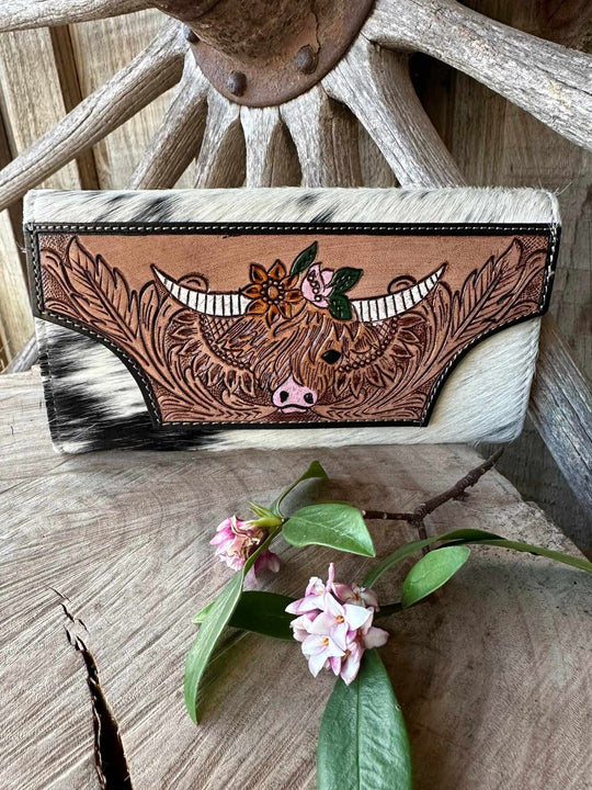 Western Hide & Leather Purse Bloomin Highland wallet