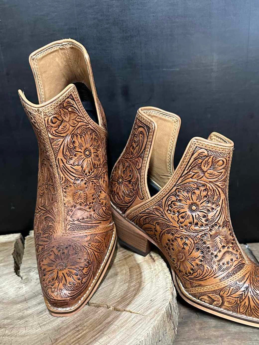 Bootie - Tooled Dixie Genuine Leather Fashion Boots