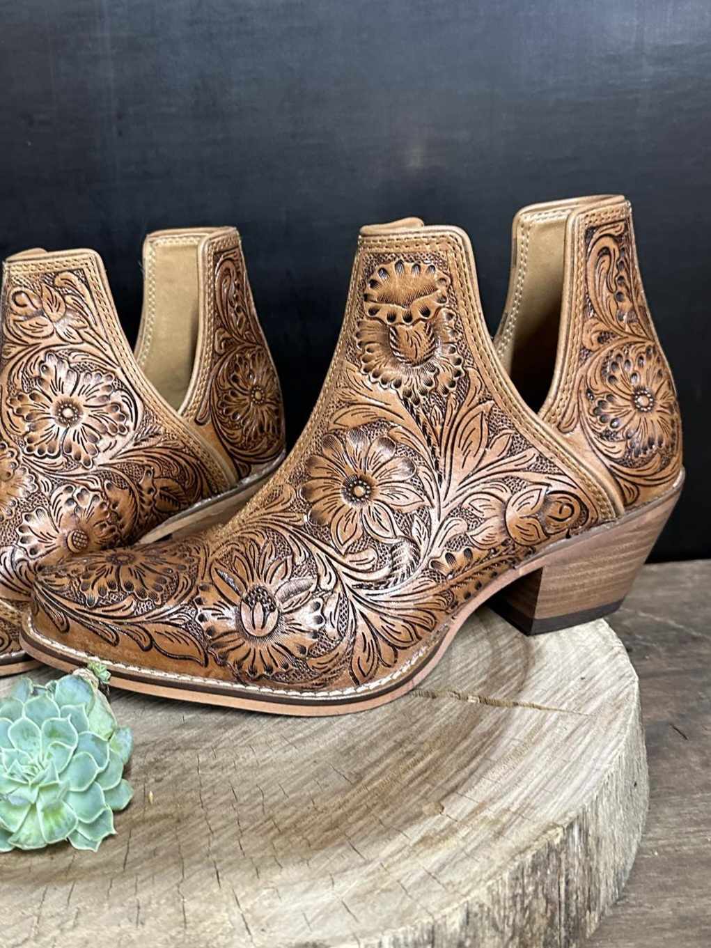 Bootie - Tooled Dixie Genuine Leather Fashion Boots