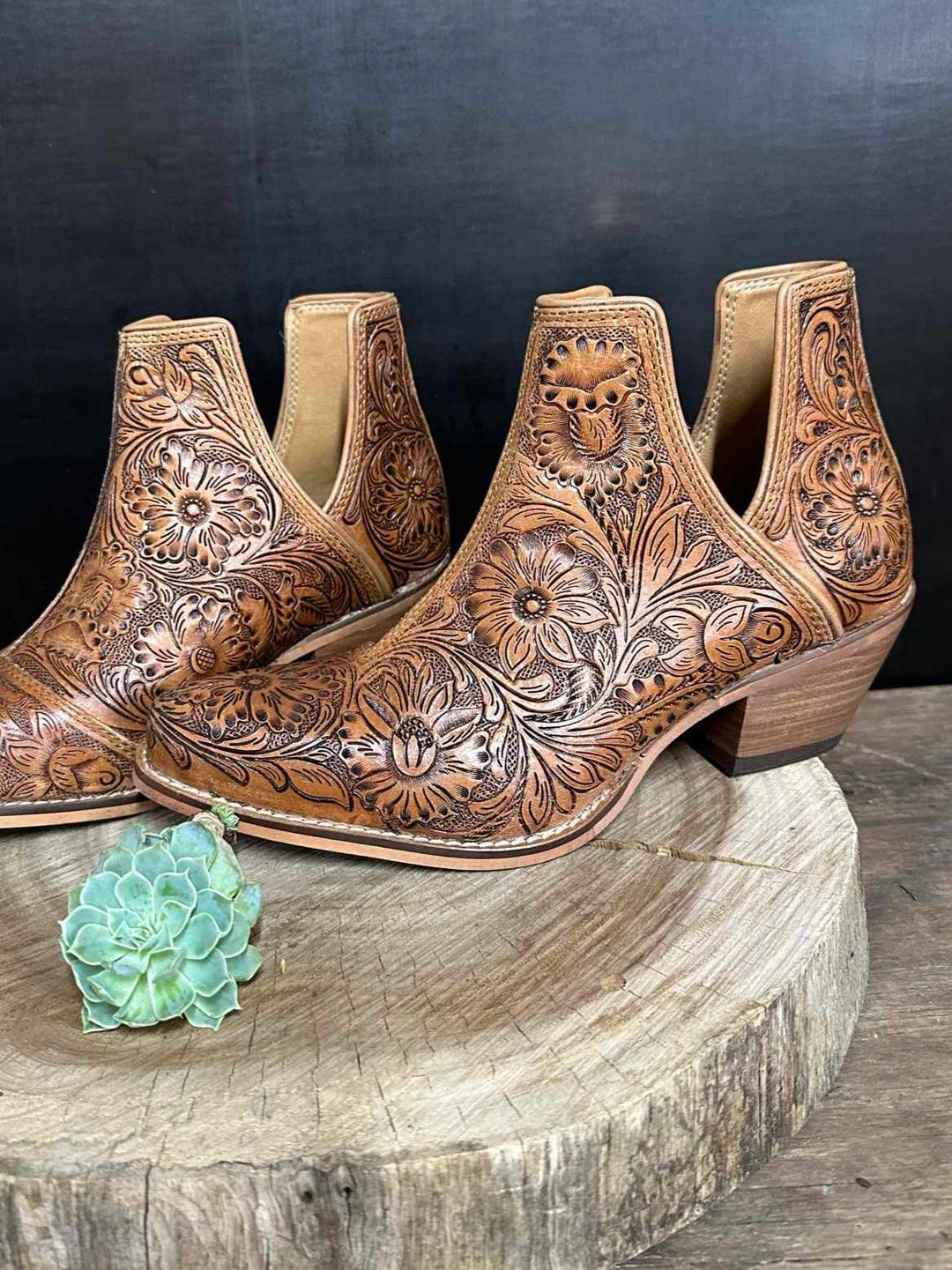 Bootie - Tooled Dixie Genuine Leather Fashion Boots