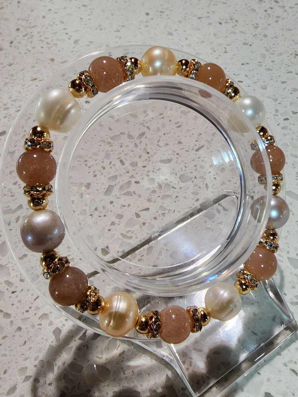 Jewellery - Genuine Multi Freshwater Pearl & Sunstone Bracelet