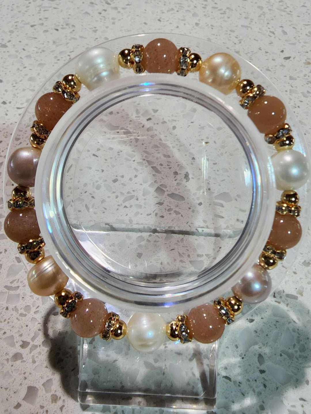 Jewellery - Genuine Multi Freshwater Pearl & Sunstone Bracelet