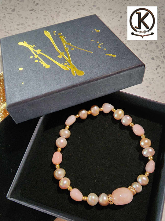 Jewellery - Genuine Multi Freshwater Pearl & Opal, Morganite Bracelet