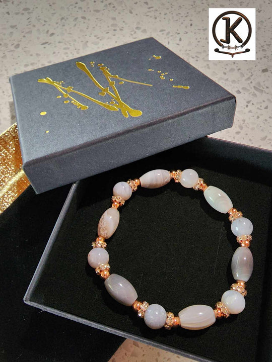 Jewellery - Genuine Semi Precious Gemstone Botswana Agate Bracelet