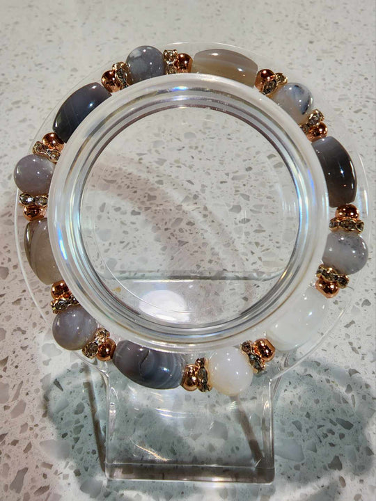 Jewellery - Genuine Semi Precious Gemstone Botswana Agate Bracelet