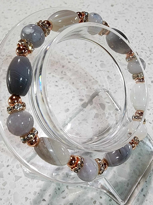 Jewellery - Genuine Semi Precious Gemstone Botswana Agate Bracelet