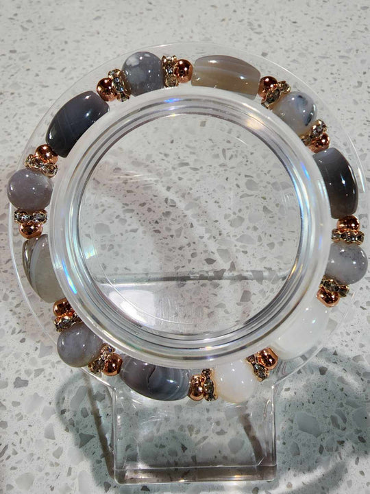 Jewellery - Genuine Semi Precious Gemstone Botswana Agate Bracelet