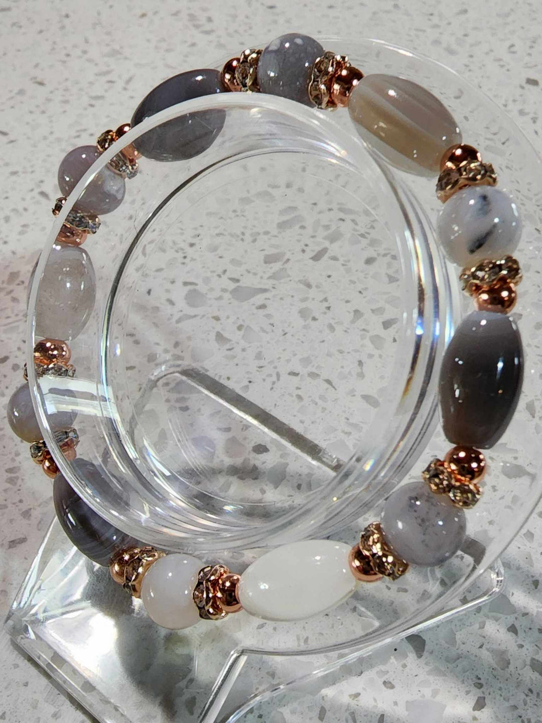 Jewellery - Genuine Semi Precious Gemstone Botswana Agate Bracelet