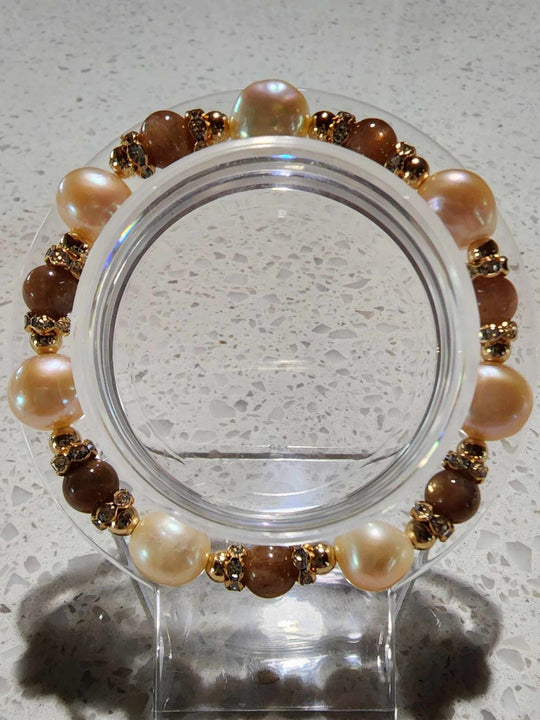 Jewellery - Genuine Multi Freshwater Pearl & Moonstone Bracelet