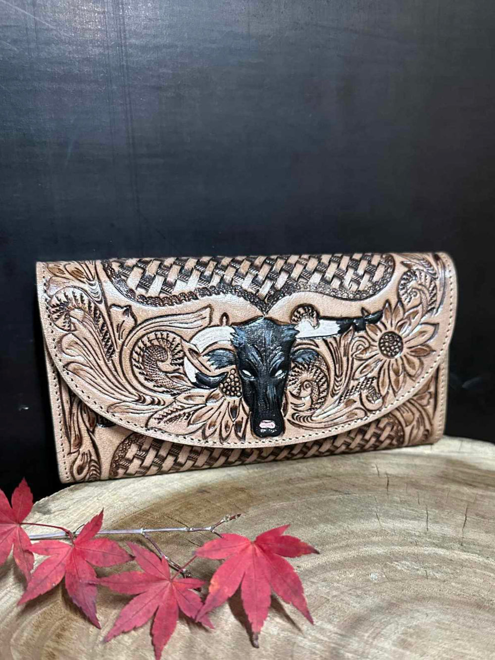 Western Leather Purse Tooled Cowgirl Wallet