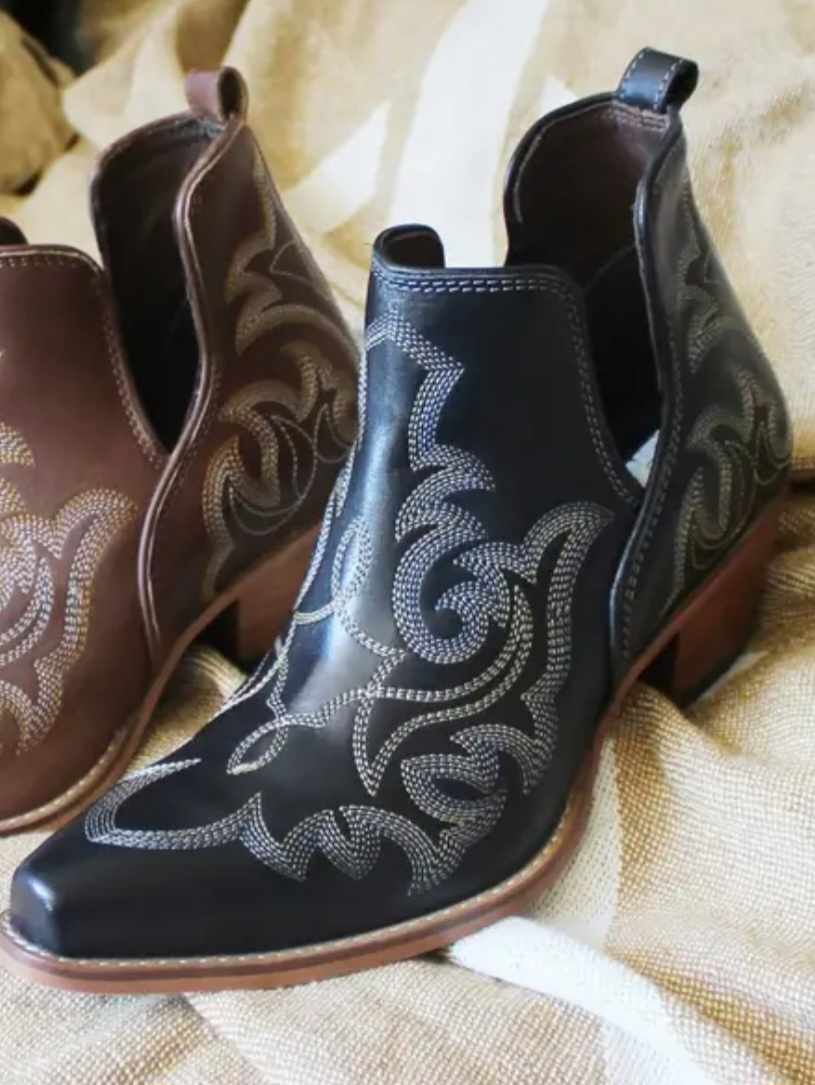 Bootie - Pure Western Genuine Leather Slip on Boots Bodie