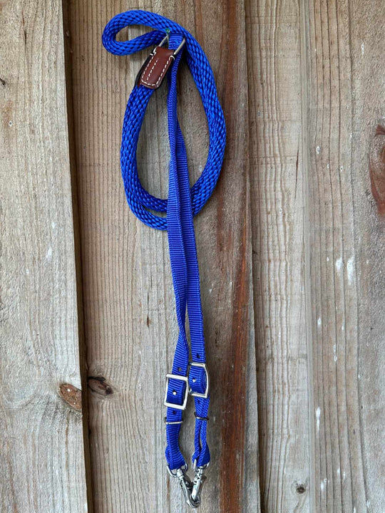 Reins -   8' Barrel/ Roping Contestant Reins Royal Blue