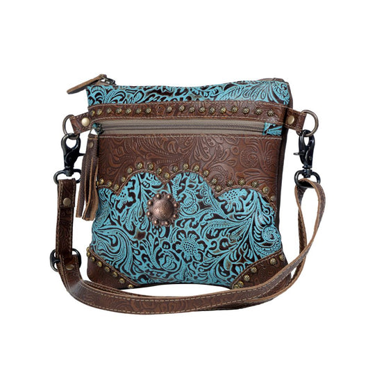 Western Leather Embossed Crossbody Handbag