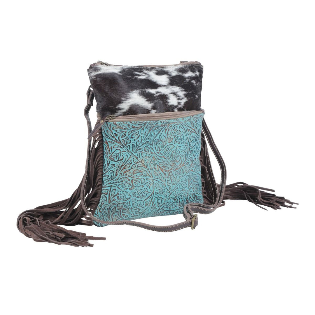 Western Hide Recycled Canvas Turquoise leather Crossbody