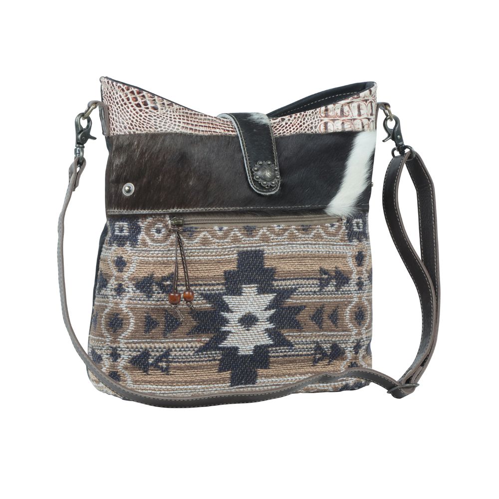 Western Hide Recycled Canvas Leather Crossbody Handbag