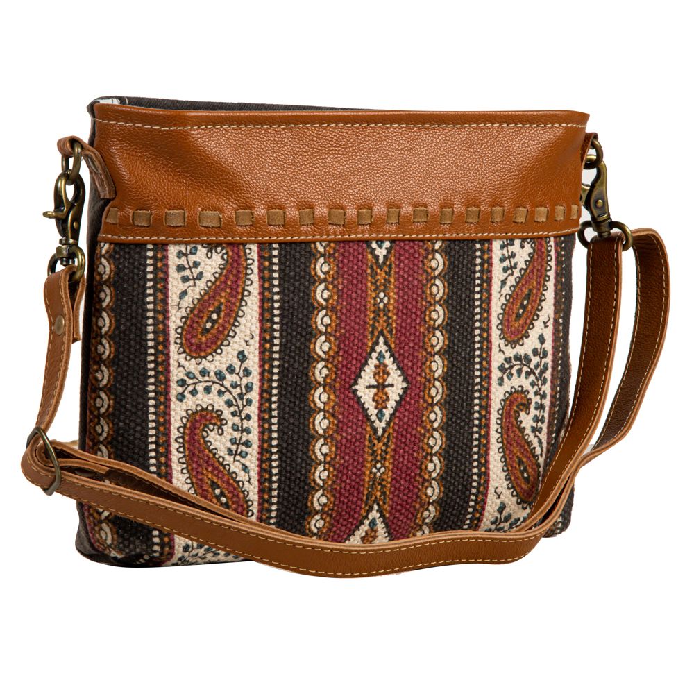 Western Lether Recycled Canvas Crossbody Handbag