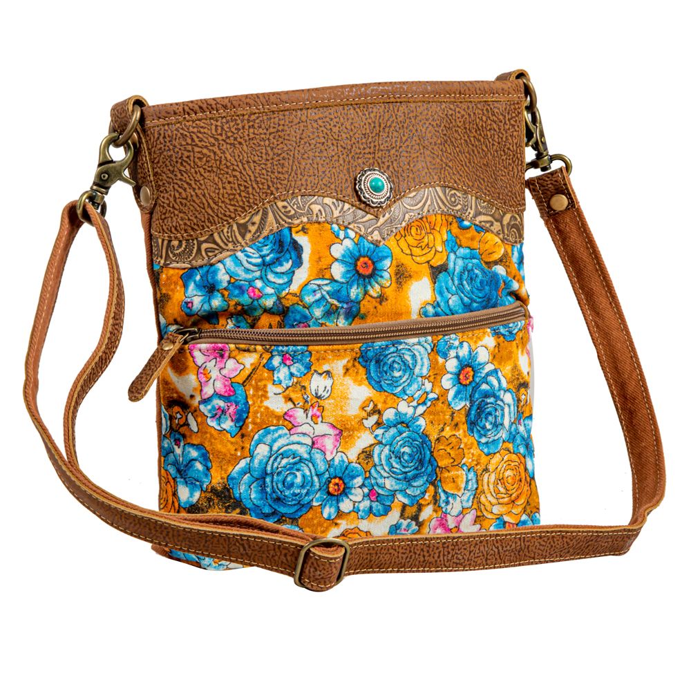 Western Lether Recycled Canvas Crossbody Handbag