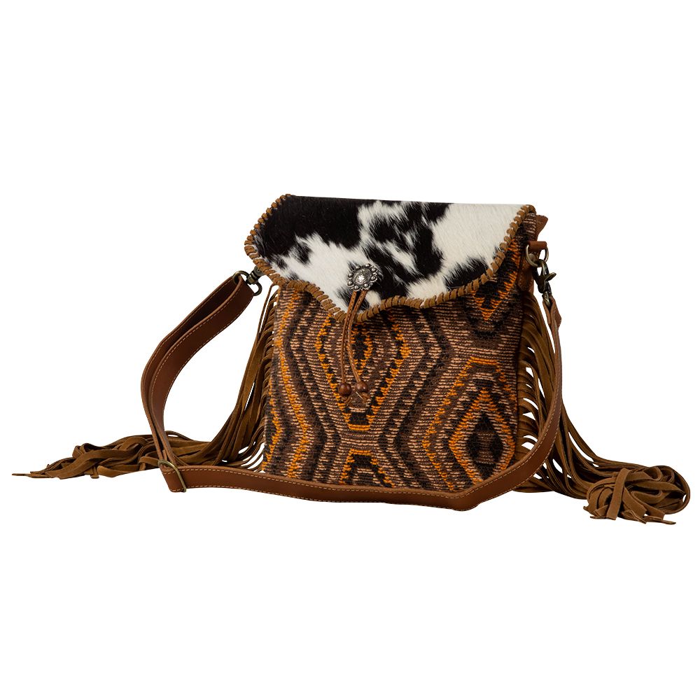 Western Hide Recycled Canvas n Hide Tribal Print Crossbody