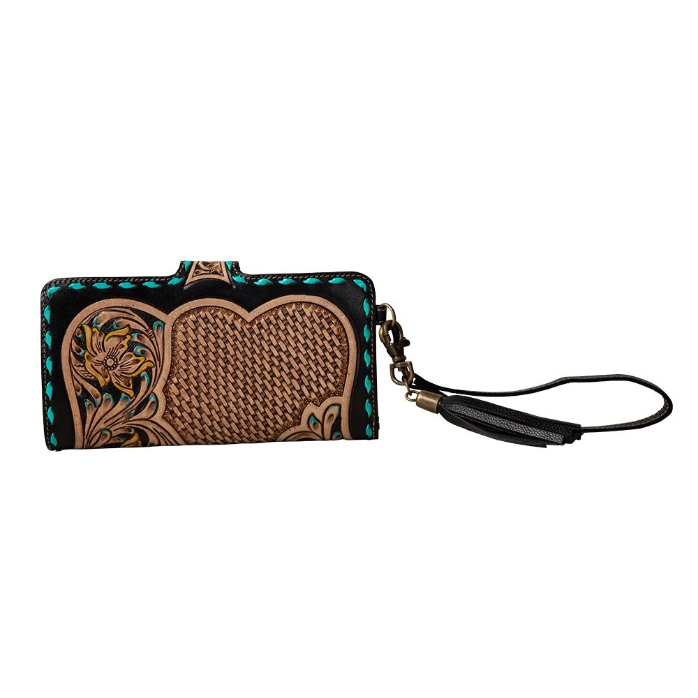 Western Leather Tooled Phone Wallet