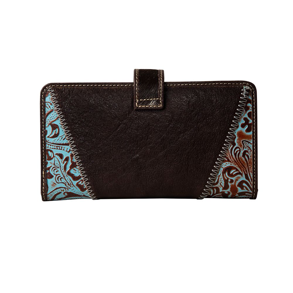 Western Hide & Leather Wallet Purse Embossed Turquoise