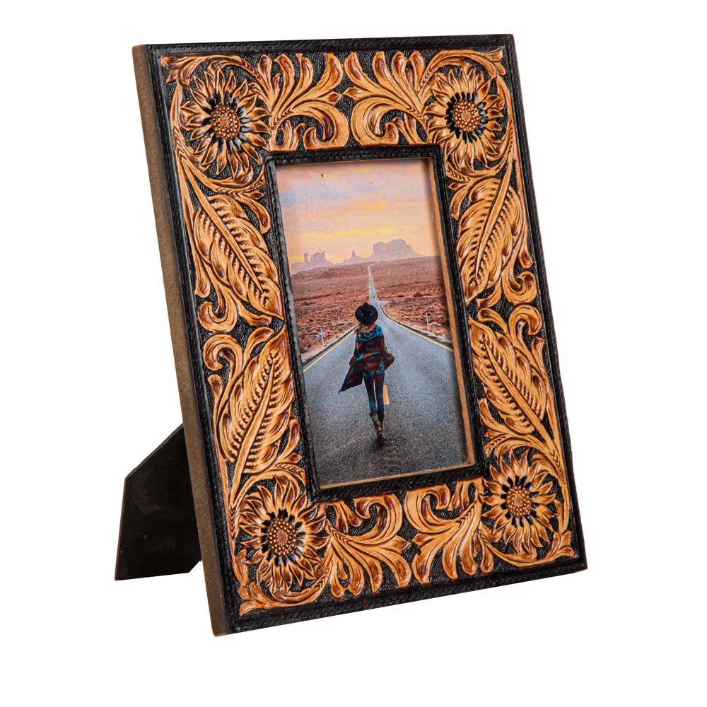 Photo Frame - Genuine Leather Tooled Photo Frame