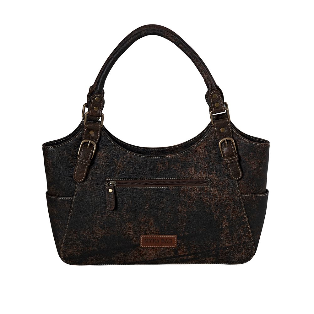 Western Leather Genuine Tooled Tote Handbag