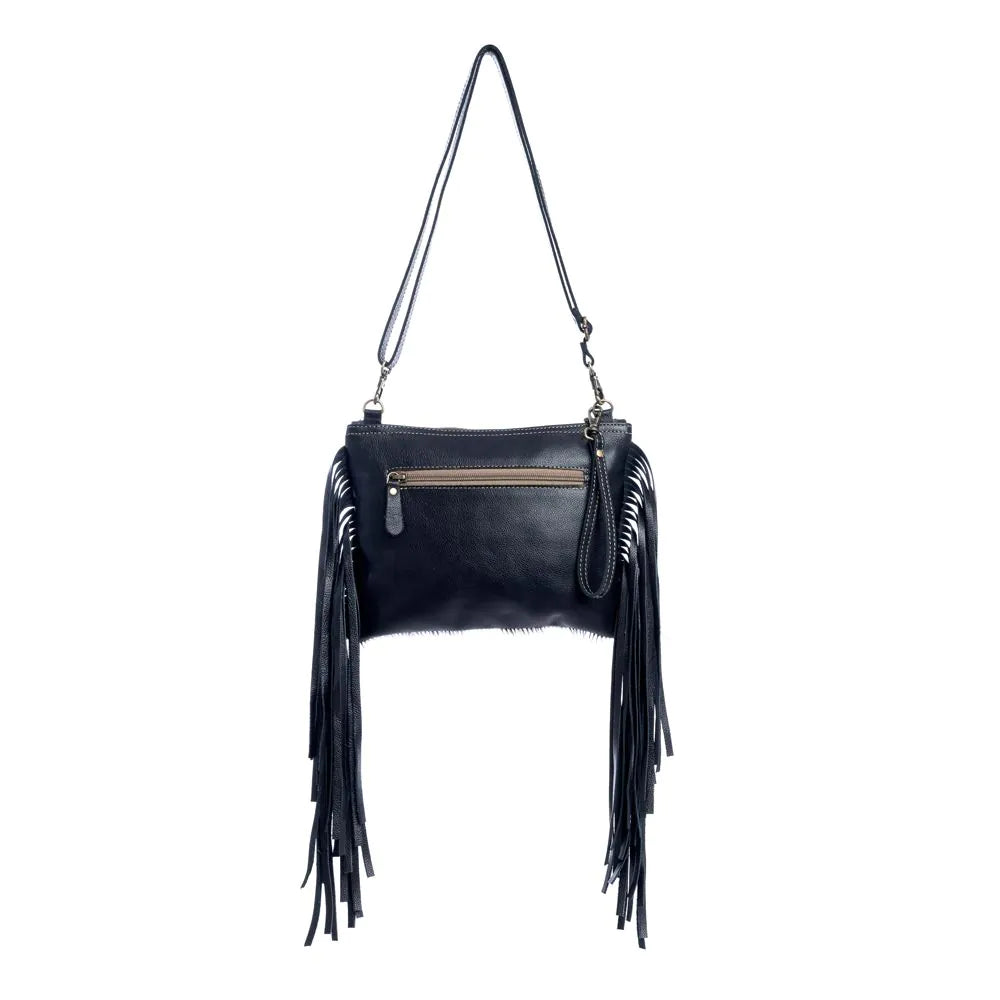 Western Hide & Leather Embossed Crossbody with Fringe