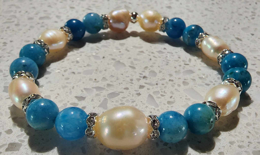 Jewellery - Genuine Semi Precious Gemstone & Freshwater Pearl Bracelet