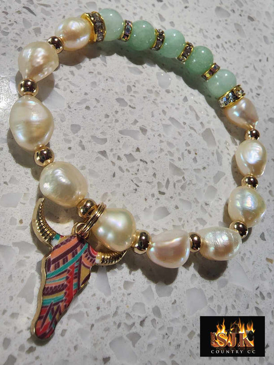 Jewellery - Western Semi Precious Gemstone & Freshwater Pearl Bracelet