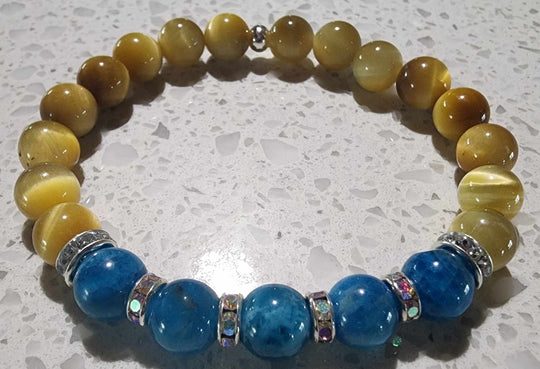 Jewellery - Genuine Semi Precious Gemstone Bracelet Tiger Eye & Apatite