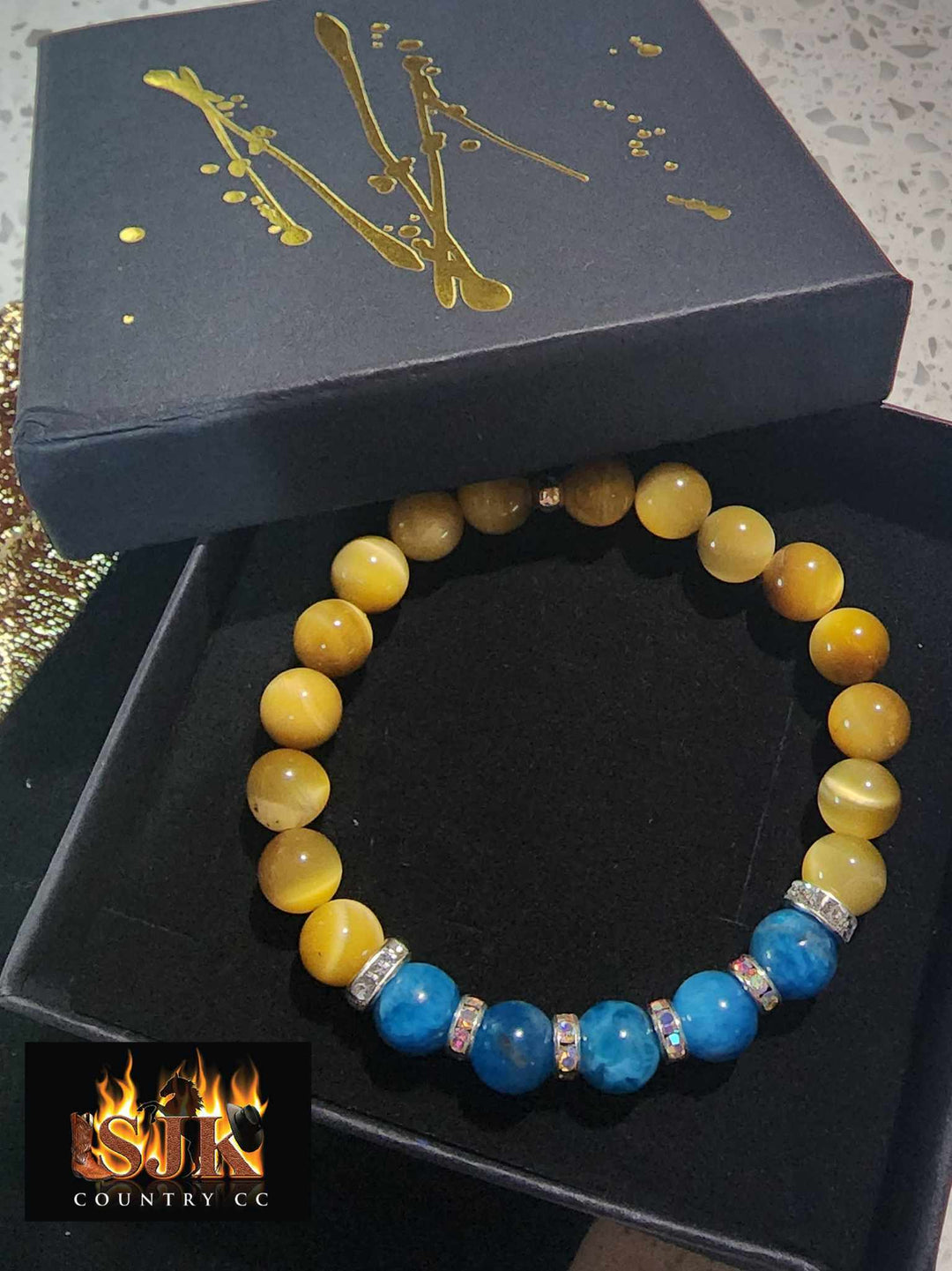 Jewellery - Genuine Semi Precious Gemstone Bracelet Tiger Eye & Apatite