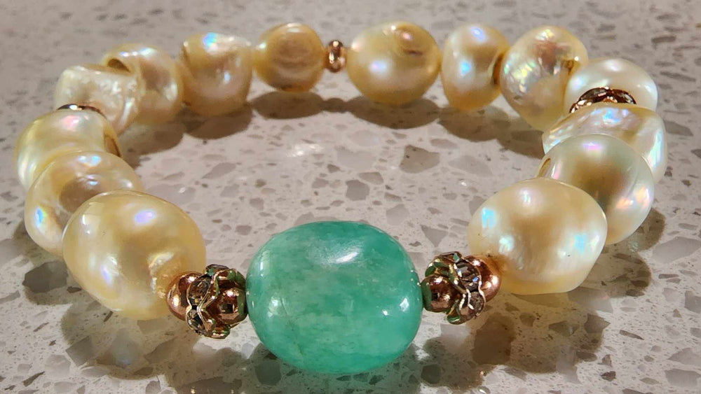 Jewellery - Genuine Semi Precious Gemstone & Freshwater Pearl Bracelet