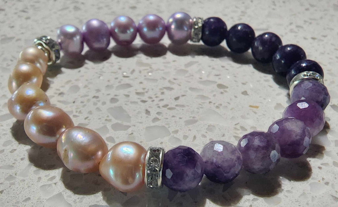 Jewellery - Genuine Semi Precious Gemstone & Freshwater Pearl Bracelet