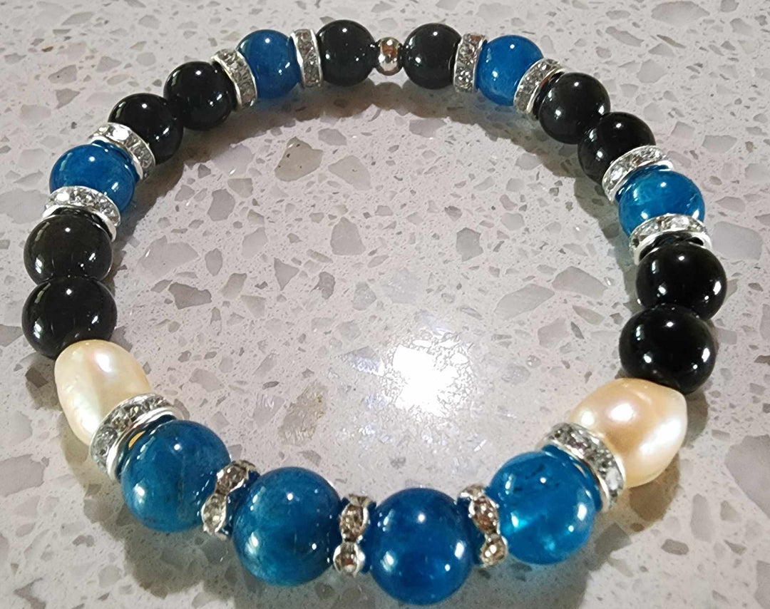 Jewellery - Genuine Semi Precious Gemstone Bracelet Appatite/ Obsidian