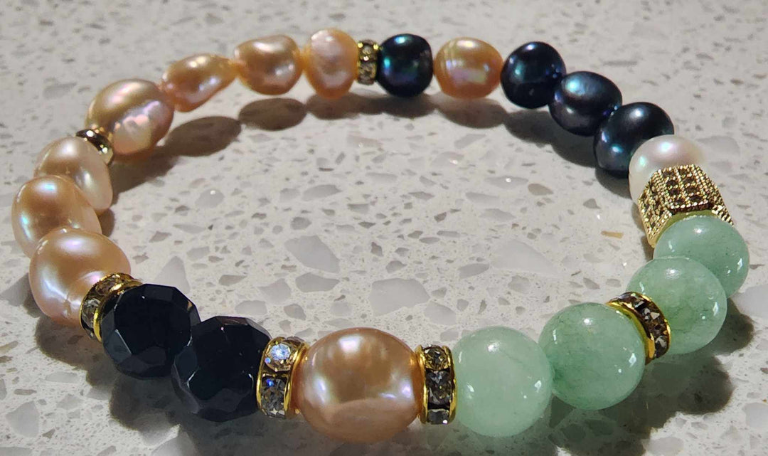 Jewellery - Genuine Semi Precious Gemstone & Freshwater Pearl Bracelet