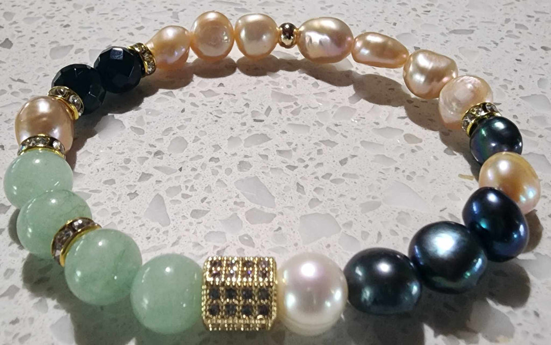 Jewellery - Genuine Semi Precious Gemstone & Freshwater Pearl Bracelet