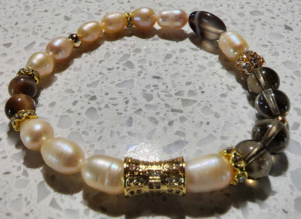 Jewellery - Genuine Semi Precious Gemstone & Freshwater Pearl Bracelet