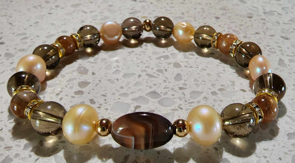 Jewellery - Genuine Semi Precious Gemstone & Freshwater Pearl Bracelet