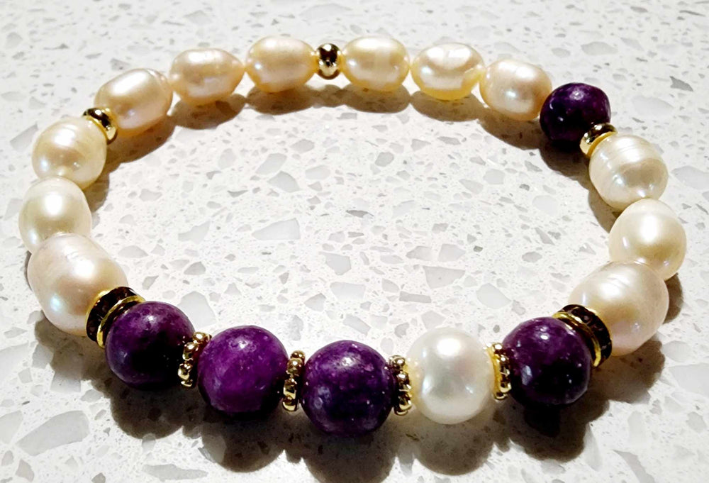 Jewellery - Genuine Semi Precious Gemstone & Freshwater Pearl Bracelet