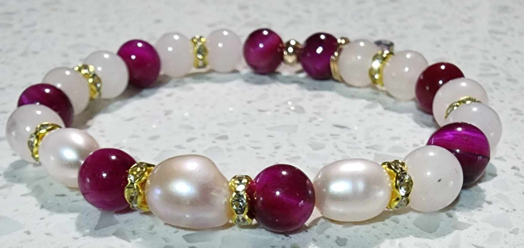 Jewellery - Western Semi Precious Gemstone & Freshwater Pearl Bracelet