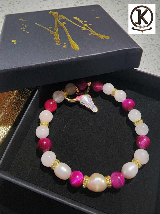 Jewellery - Western Semi Precious Gemstone & Freshwater Pearl Bracelet