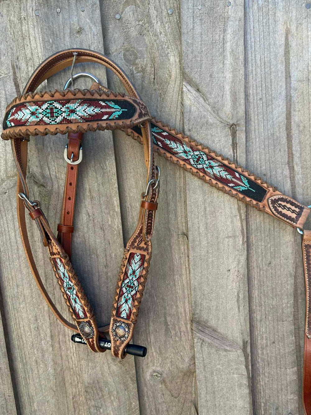 Western Tack Set - Bridle and Breastcollar Beaded Inlay