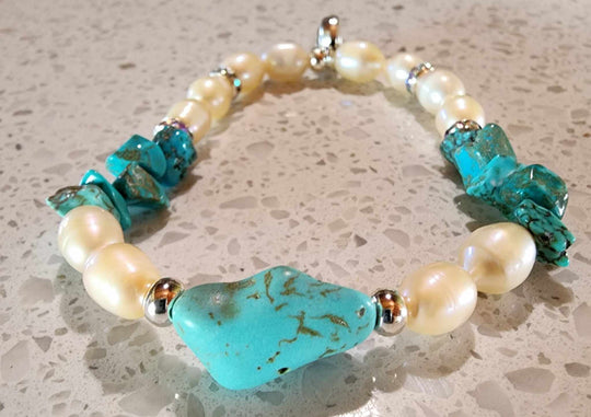 Jewellery - Genuine Semi Precious Gemstone & Freshwater Pearl Bracelet