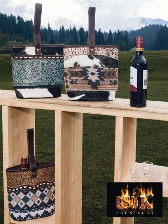 Wine Caddy - Embossed Leather on Hide Assortments