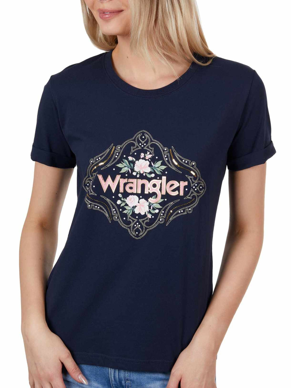 Wrangler Darcy Tee Shirt Top Navy