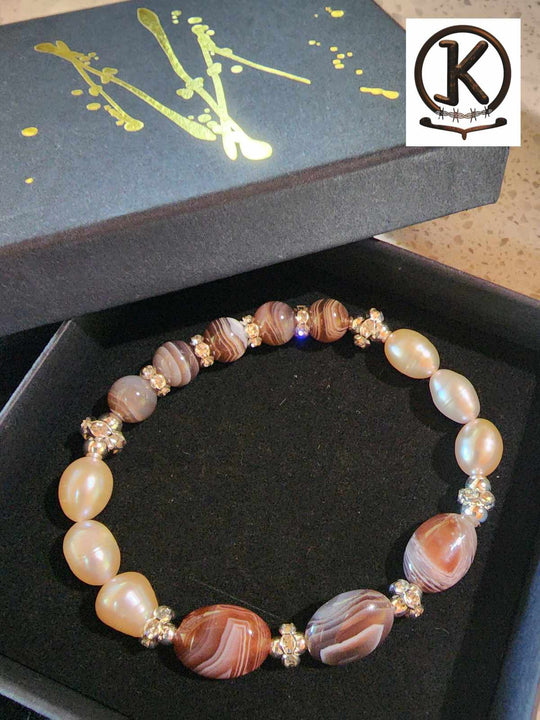 Jewellery - Genuine Semi Precious Gemstone & Freshwater Pearl Bracelet