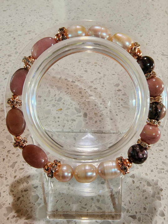 Jewellery - Genuine Semi Precious Gemstone & Freshwater Pearl Bracelet