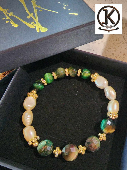 Jewellery - Genuine Semi Precious Gemstone & Freshwater Pearl Bracelet